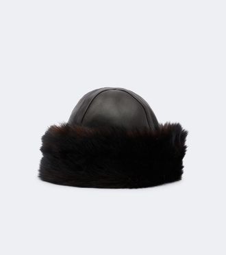 Nour Hammour Dallen leather and shearling hat