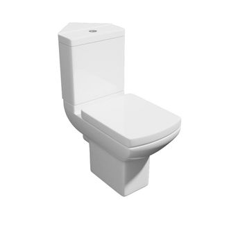 Clifton Premium CORNER OPEN BACK Rimless Pan Toilet Set in White