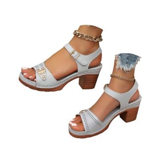 Generic Womens Summer Casual Sandals Block Heel Sandals Chunky Mid Heels Platform Open Toe Ankle Strap Dress Sandal Comfort Lightweight Platform Sandal Low We
