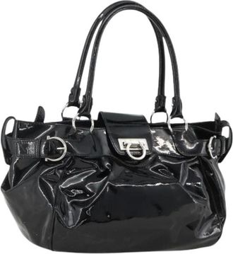 Ferragamo Pre-owned Handbags, female, Black, Size: ONE SIZE Pre-owned Patent Leather Hand Bag