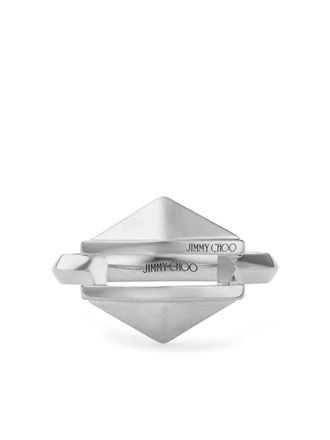 Jimmy Choo London Diamond ring met gegraveerd logo - Zilver