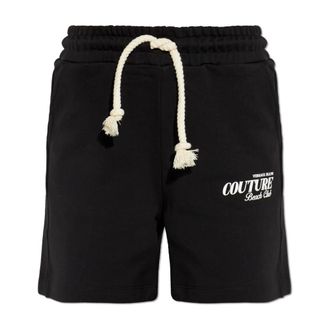 Versace Jeans Couture Casual Shorts, female, Black, Size: XS Sweat Shorts with Printed Logo