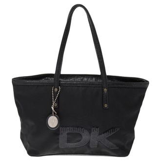 DKNY Dkny Black Nylon And Leather Sequin Logo Tote