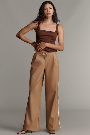 Bishop + Young Faux Leather Wide-Leg Track Pants