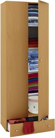 ebuy24 Vcm Armario De Madera 5 Compartimentos Con Caj&oacute;n 2 Puertas Giratorias Dimensiones Aprox. B. 70 X Al. 196 X T. 40 Cm - Vandol S (haya)