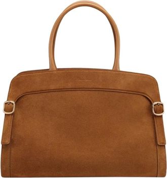 Santoni Su&egrave;de Handtas - Dames - Handtassen - Bruin - ONE Size - Su&egrave;de - Tassen