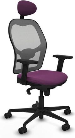 Piqueras y Crespo Piqueras Y Crespo - Jorquera Sincro Malla Gris Similpiel Morado Brazos 2d Base Nailon Cabecero Fijo Ruedas 65mm Nailon