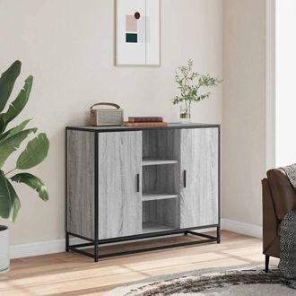 Berkfield Home Sideboard Grey Sonoma 92x35x76 cm Engineered Wood | Size: 92 x 35 x 76 cm