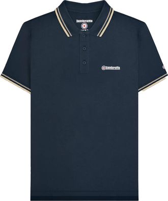 Lambretta Heren Twin Tip Groot & Lang Poloshirt (Marine/Cinder/Cr&egrave;me)