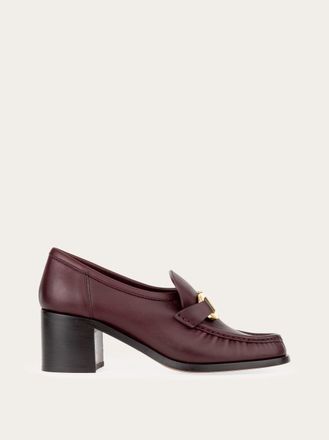 Ferragamo Women Block heel loafer with Gancini ornament Brown Size 10.5