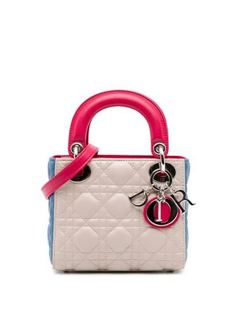 Dior 2014 Mini Tricolor Lady Dior lamsleren tas - Wit
