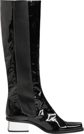 Dolce & Gabbana Black Patent Leather Knee High Boots Womens Shoes (Pre-Owned)