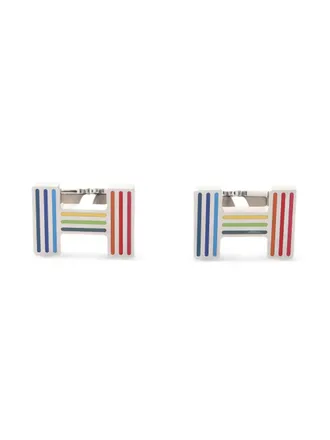 Herm&egrave;s 10s quiz rainbow cufflink - men - Silver - One Size