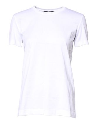 Dolce & Gabbana Womens Short Sleeve Crew Neck Tshirt - White Cotton - Size EU 32 (Womens)