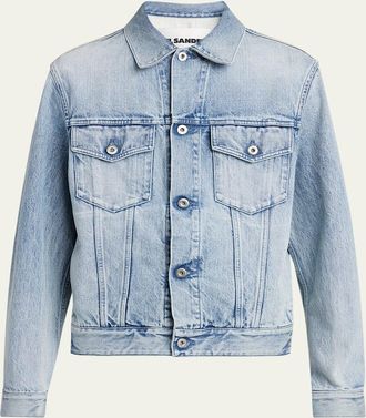 Jil Sander Mens Acid-Wash Denim Jacket