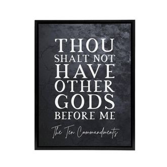 Artery8 Ten Commandments No Other Gods Bible Quote Framed Canvas Wall Art Print in Grey | Size: W24 x H32