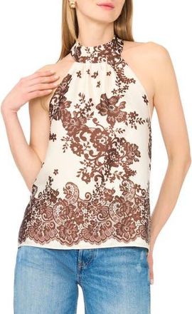 Parker Tie Back Satin Halter Top in Egret at Nordstrom Rack, Size X-Small