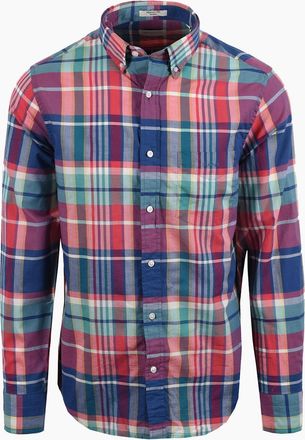GANT Mens GANT MADRAS CHECK LONG SLEEVED SHIRT ROSE/RED - Rose Red - Size: 42
