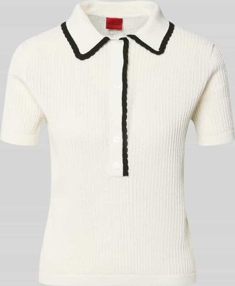 HUGO BOSS Regular Fit Strick-Shirt aus reiner Baumwolle Modell SLYSA in Offwhite, Gr&ouml;&szlig;e XXL