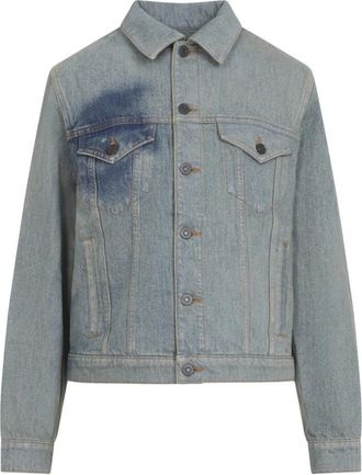 Jean Paul Gaultier Denim Jack met Gezichtsprint - Dames - Spijkerjassen - Blauw - M - Denim - Jassen