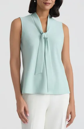 Kasper Sleeveless Tie Front Top in Sea Glass at Nordstrom, Size X-Large