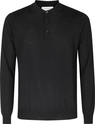 Paolo Pecora Black Extrafine Merino Wool Polo Shirt