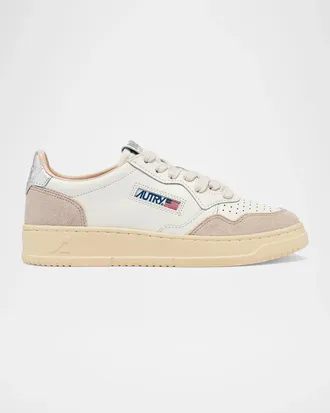 Autry Medalist Mixed Leather Low-Top Sneakers
