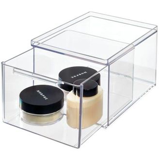 iDesign The Home Edit Organizer alto con cassetto estraibile in plastica riciclata trasparente - Idesign