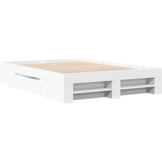 vidaXL Bed Frame without Mattress White 135x190 cm Double Engineered Wood Vidaxl