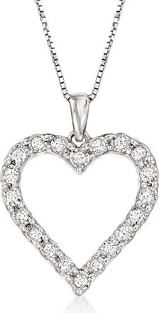 Ross-Simons Diamond Heart Pendant Necklace in Sterling Silver