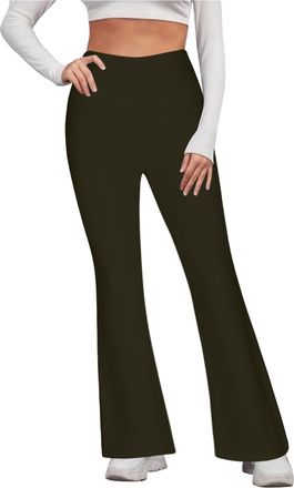 Generic Flared Yoga Trousers for Women Elastic High Waist Bell Bottoms Sports Pants Butt Lifting Tights Outdoor Fitness Running Gym Joggers Pants Bootcut Skin