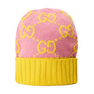 Gucci Accessoires, Dames, Veelkleurig, M, Wol, GG Monogram Wol Beanie