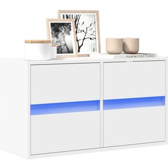 vidaXL vidaXL Mobile TV a Parete con Luci LED Bianco 80x31x45 cm