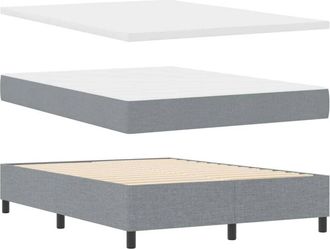 vidaXL Cama Tipo Box Spring Con Colch&oacute;n Gris Claro 140 X 200 Cm Tela Vidaxl