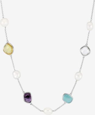 Dower & Hall Candy Gemstone & Baroque Pearl Pebble Necklace in Sterling Silver at Nordstrom, Size 20