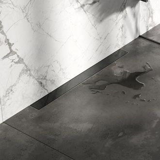 Marcel Breuer Douchegoot - 70x7.5cm - muurflens - tegelinlegrooster omkeerbaar - RVS - geborsteld gunmetal