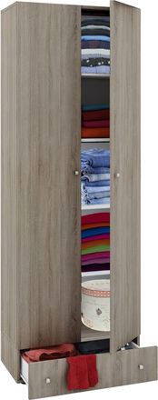 ebuy24 Vcm Armario De Madera 5 Compartimentos Con Caj&oacute;n 2 Puertas Giratorias Dimensiones Aprox. B. 70 X Al. 196 X T. 40 Cm - Vandol S (roble Sonoma)