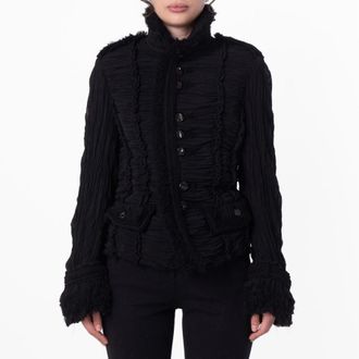 Burberry Pleated Silk Tailored Jacket, Brand Size 4 ( US Size 2 )
