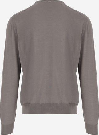 Herno Mens Wool And Silk Knit Sweater Beige Virgin
