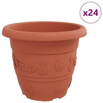 vidaXL Maceta Redonda Para Flores 24 Pcs Rojo Ladrillo &Oslash; 34 X 28 Cm Vidaxl