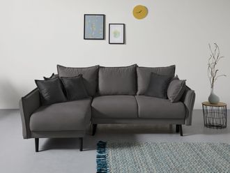 Inosign Ecksofa »Asra L-Form« incl. Bettfunktion und Bettkasten, Seitentasche im Armteil, Federkern