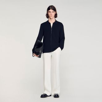 Sandro Zipped viscose knit cardigan