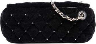 Chanel Pre-owned Quilted Velvet Clutch - Dames - Vintage Schoudertas - Zwart - ONE Size - Leer - Vintage