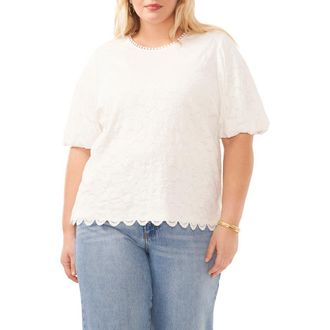 Vince Camuto Fleur Bloom Lace Top in New Ivory at Nordstrom, Size 1X