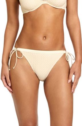 Robin Piccone Fishnet Side Tie Bikini Bottoms in Bisque at Nordstrom, Size X-Small