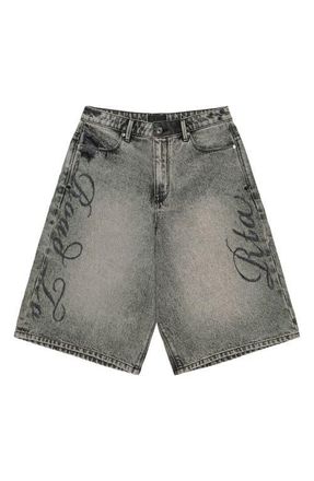 Rta Gustavo Oversize Denim Bermuda Shorts in Stone Haze Laser Rta at Nordstrom, Size 38