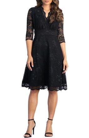 Kiyonna Mademoiselle A-Line Lace Cocktail Dress in Onyx at Nordstrom, Size X-Large