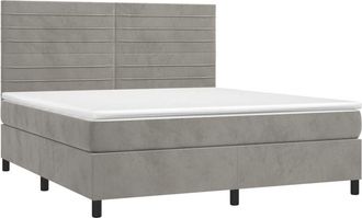 vidaXL Vidaxl - Cama Box Spring Colch&oacute;n Y Led Terciopelo Gris Claro 160x200 Cm