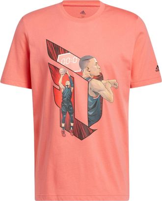 adidas Dame Casual Basketball Cartoon Character Sports Round Neck Breathable Short Sleeve Pink HS4323