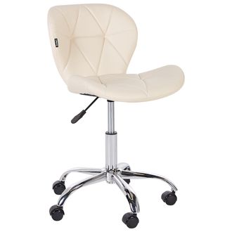 Beliani Beliani - Silla De Oficina Tapizada Piel Sint&eacute;tica Base Plateada Regulable Beige Valetta